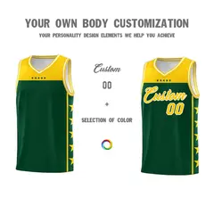 Kelly Green Yellow Star Pattern Basketball Jersey 3