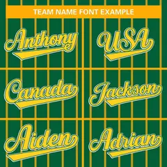 Kelly Green Yellow Stripe Full Button Baseball Jersey 3