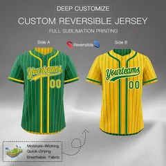 Kelly Green Yellow Striped Reversible Baseball Jersey 2
