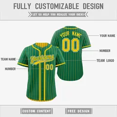 Kelly Green Yellow Striped Reversible Baseball Jersey 3