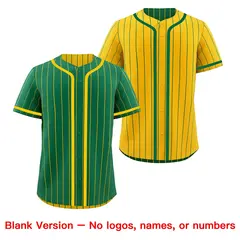 Kelly Green Yellow Striped Reversible Baseball Jersey 9