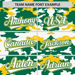 Kelly Green Yellow-White Camo Full-Zip Letterman Bomber Jacket 3