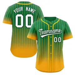 Kelly Green Yellow-White Gradient Stripe Baseball Jersey