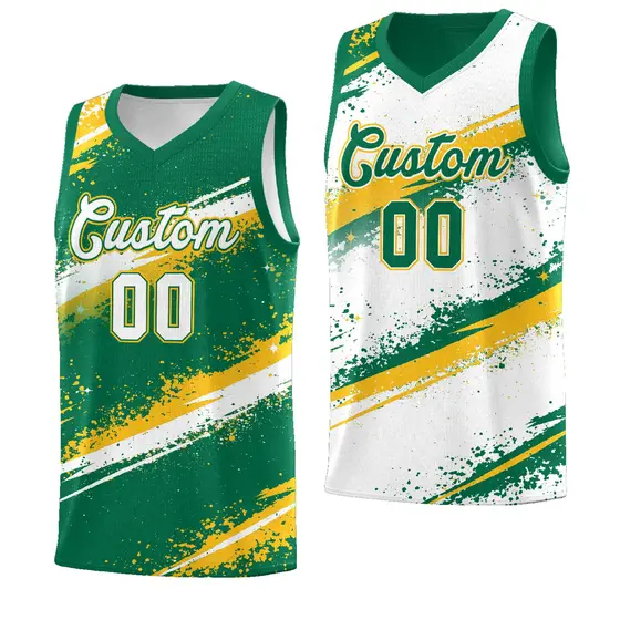 Kelly Green Yellow White Reversible Basketball Jersey Stellar Strike