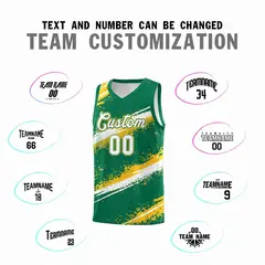 Kelly Green Yellow White Reversible Basketball Jersey Stellar Strike 2