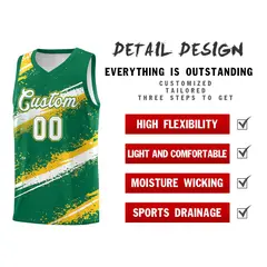 Kelly Green Yellow White Reversible Basketball Jersey Stellar Strike 3