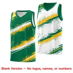 Kelly Green Yellow White Reversible Basketball Jersey Stellar Strike 7