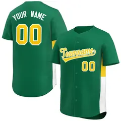 Kelly Green Yellow-White Side Two-Tone Baseball Jersey 1