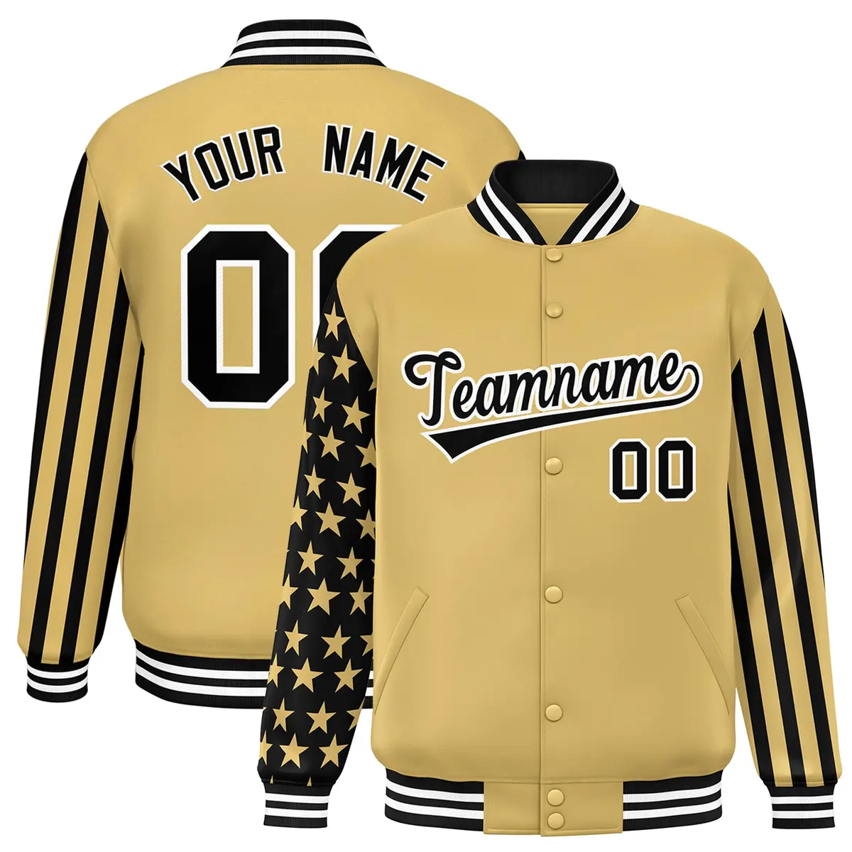 Khaki American Flag Varsity Letterman Bomber Jacket