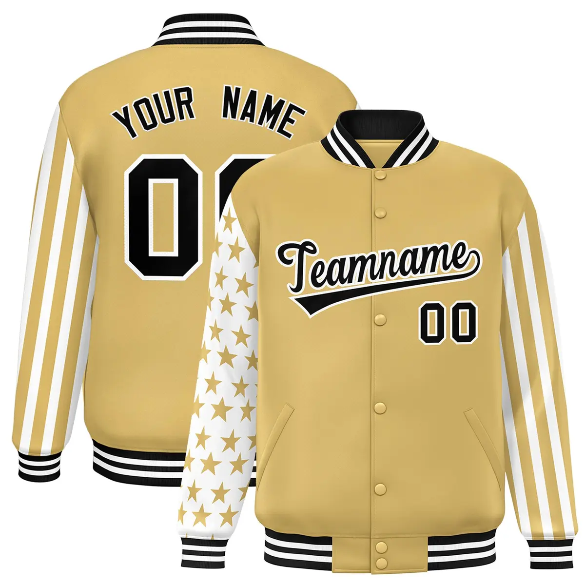 Khaki American Flag Varsity Letterman Bomber Jacket