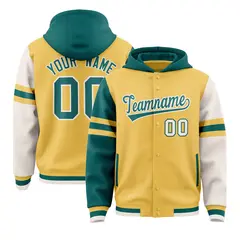 Khaki Aqua-Cream Varsity Three Stripes Raglan Jacket Hoodie 1
