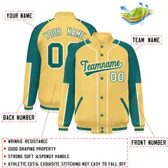 Khaki Aqua-Khaki Raglan Letterman Jacket 2