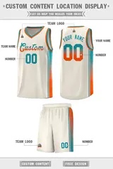 Khaki Aqua-Orange Gradient Fashion Sports Basketball Jersey 2