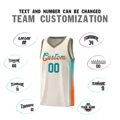 Khaki Aqua-Orange Gradient Fashion Sports Basketball Jersey 4
