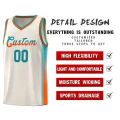Khaki Aqua-Orange Gradient Fashion Sports Basketball Jersey 5