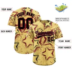 Khaki Black Crimson Graffiti Star Ink Baseball Jersey 2