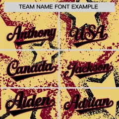 Khaki Black Crimson Graffiti Star Ink Baseball Jersey 3