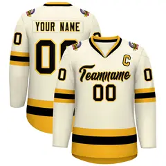Khaki Black-Gold Classic Hockey Jersey 1