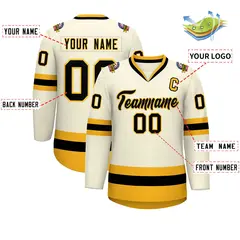 Khaki Black-Gold Classic Hockey Jersey 2