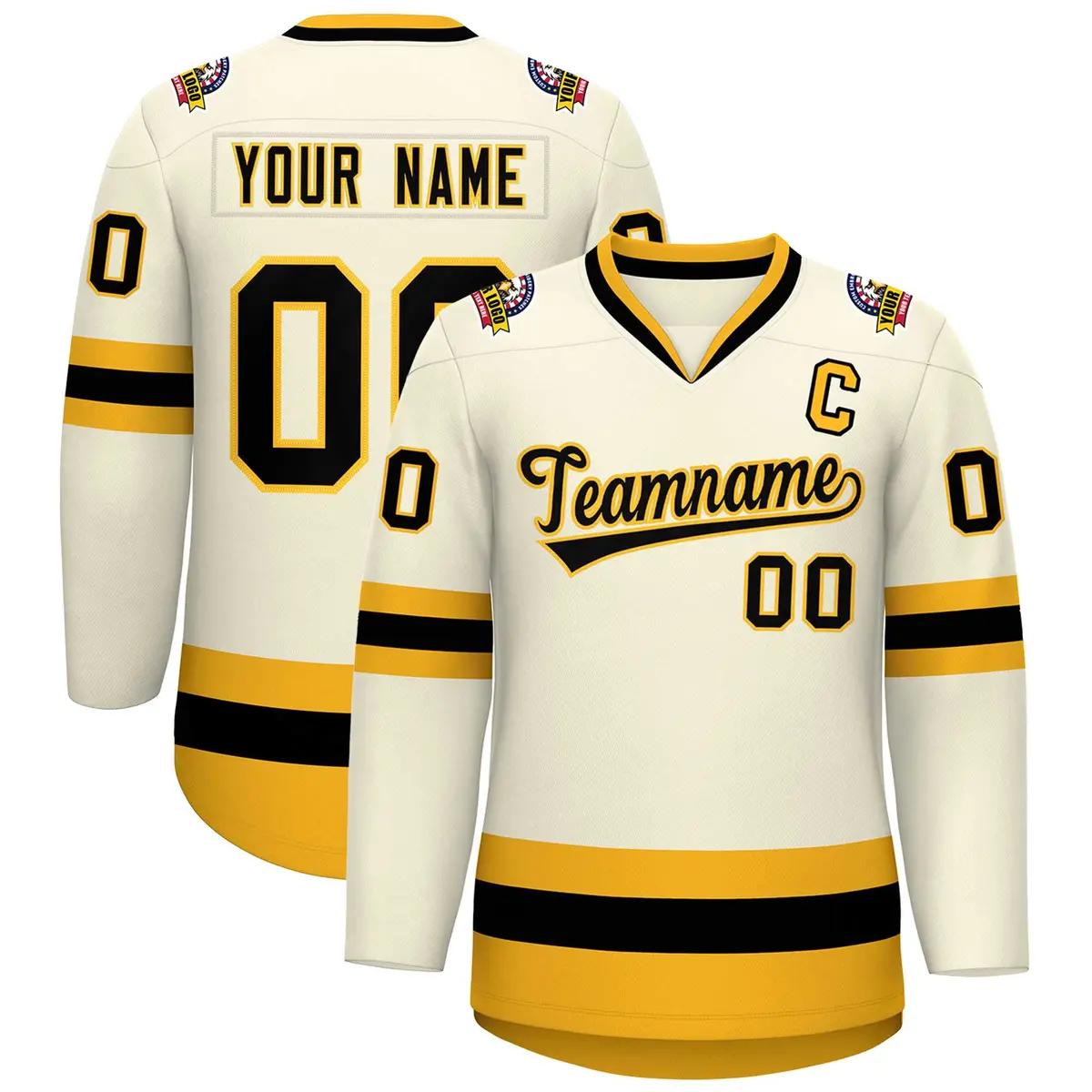 Khaki Black-Gold Classic Hockey Jersey