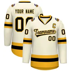 Khaki Black-Gold Classic Hockey Jersey 1