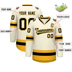 Khaki Black-Gold Classic Hockey Jersey 2