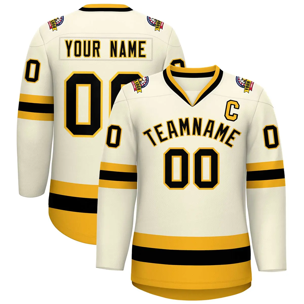 Khaki Black-Gold Classic Hockey Jersey