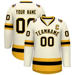 Khaki Black-Gold Classic Hockey Jersey 1
