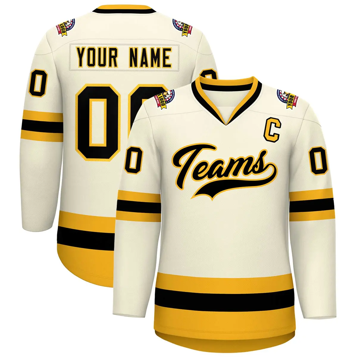 Khaki Black-Gold Classic Hockey Jersey