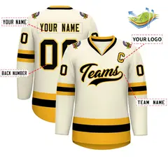 Khaki Black-Gold Classic Hockey Jersey 2