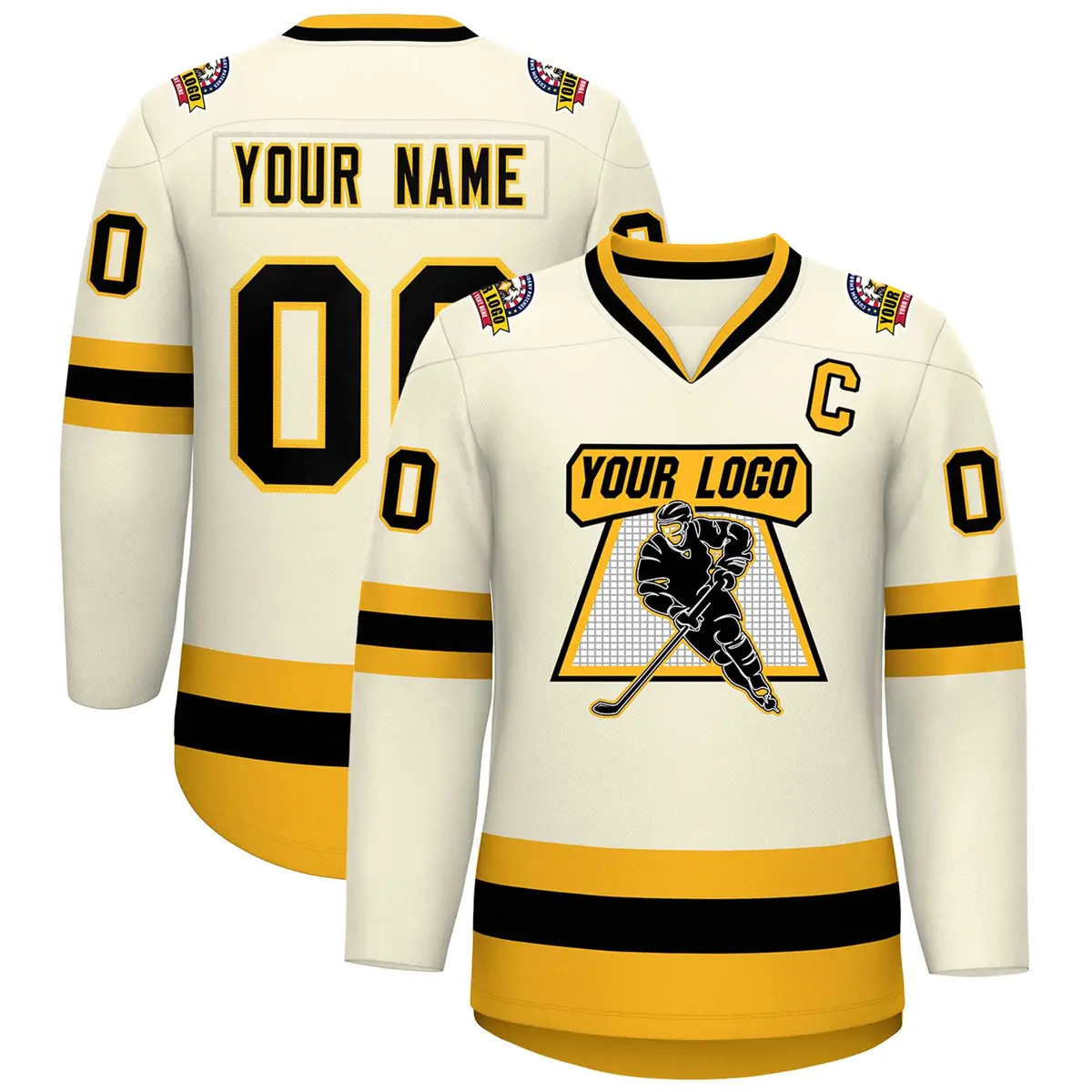 Khaki Black-Gold Classic Hockey Jersey