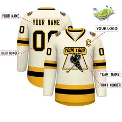 Khaki Black-Gold Classic Hockey Jersey 2