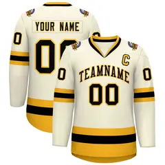 Khaki Black-Gold Classic Hockey Jersey 1