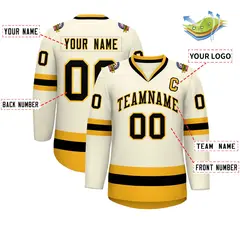 Khaki Black-Gold Classic Hockey Jersey 2