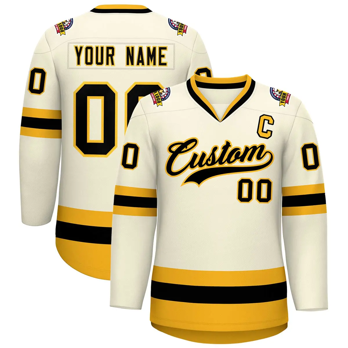 Khaki Black-Gold Classic Hockey Jersey