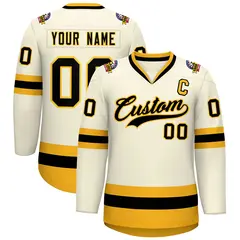 Khaki Black-Gold Classic Hockey Jersey 1