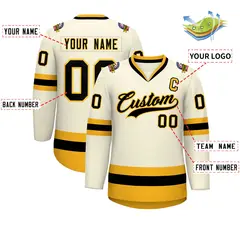 Khaki Black-Gold Classic Hockey Jersey 2