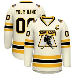 Khaki Black-Gold Classic Hockey Jersey 1