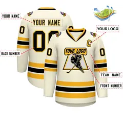 Khaki Black-Gold Classic Hockey Jersey 2