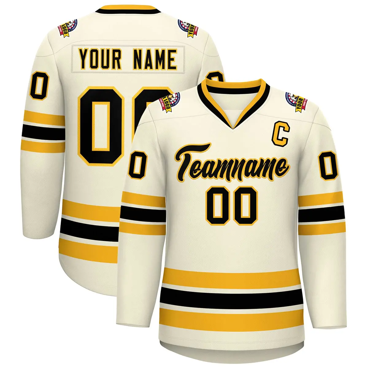 Khaki Black-Gold Classic Hockey Jersey