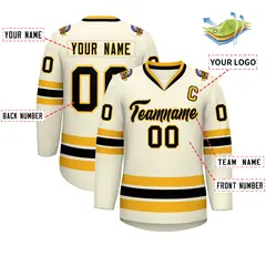 Khaki Black-Gold Classic Hockey Jersey 2