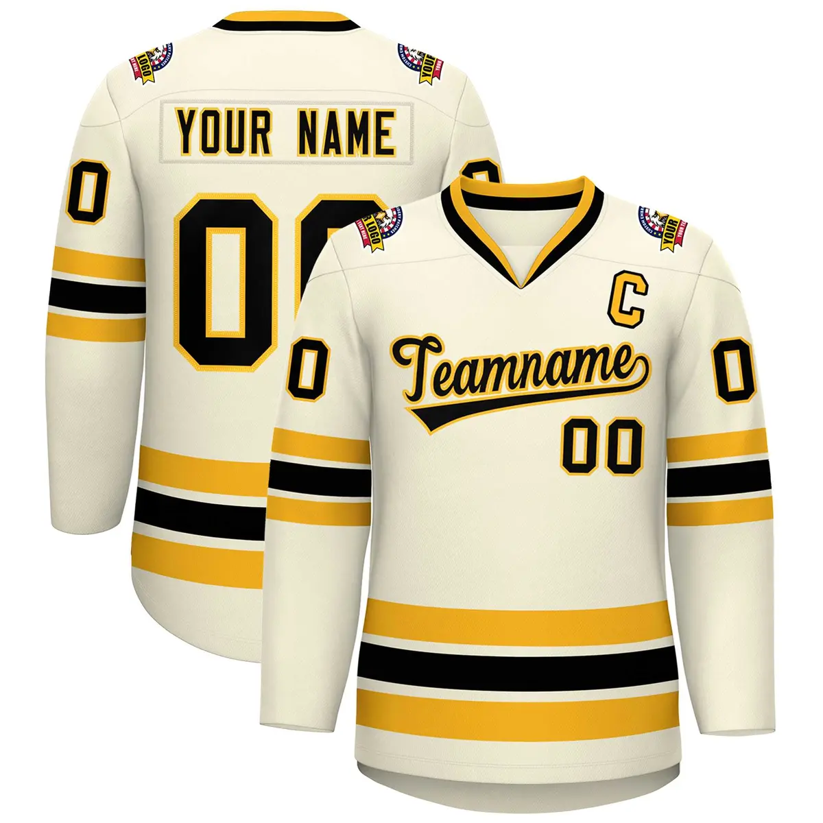 Khaki Black-Gold Classic Hockey Jersey