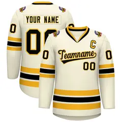 Khaki Black-Gold Classic Hockey Jersey 1