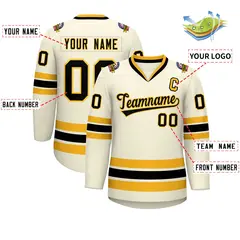 Khaki Black-Gold Classic Hockey Jersey 2