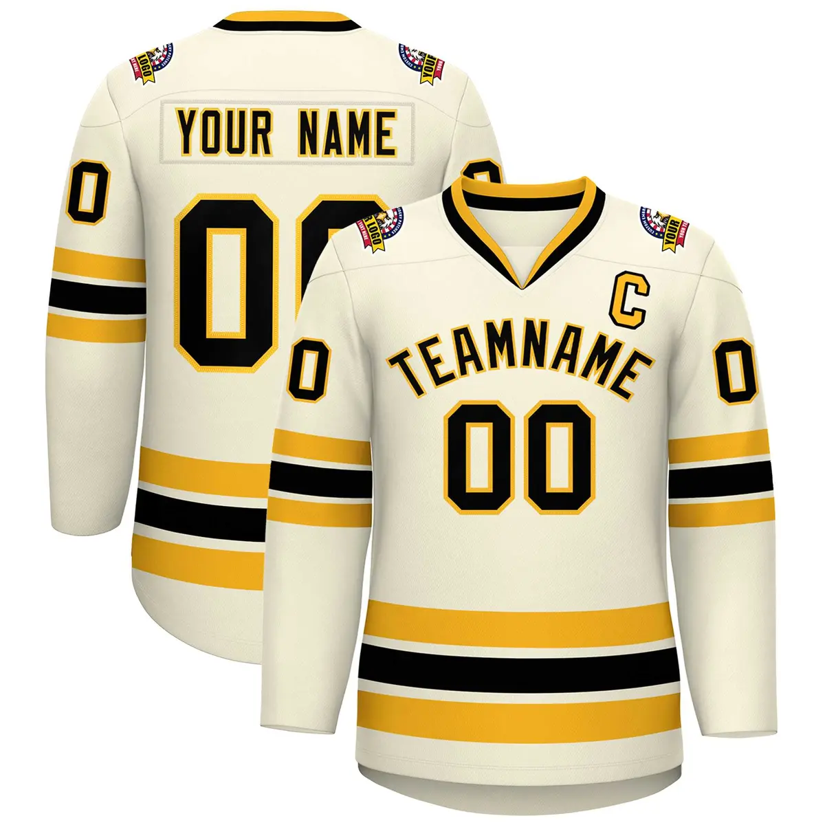 Khaki Black-Gold Classic Hockey Jersey
