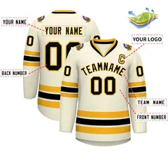 Khaki Black-Gold Classic Hockey Jersey 2