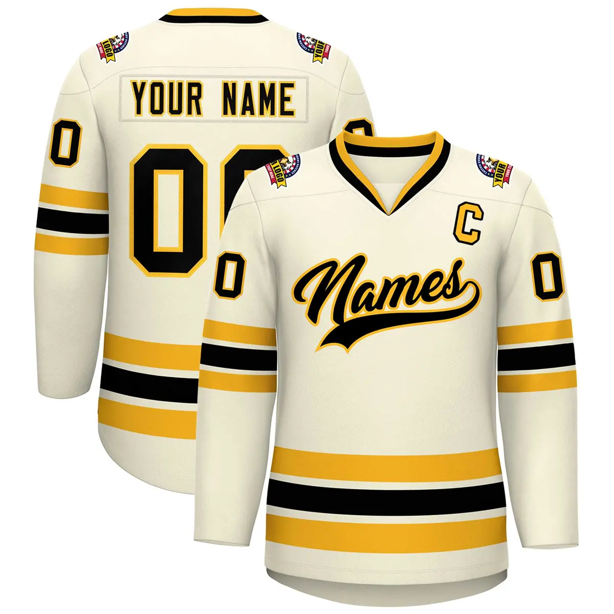 Khaki Black-Gold Classic Hockey Jersey