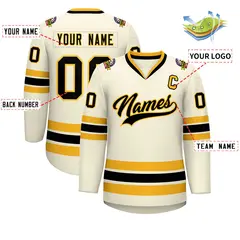 Khaki Black-Gold Classic Hockey Jersey 2