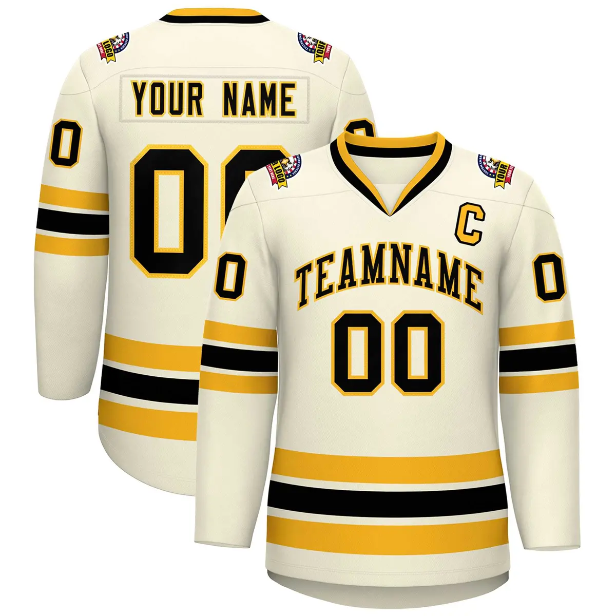Khaki Black-Gold Classic Hockey Jersey