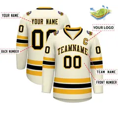 Khaki Black-Gold Classic Hockey Jersey 2